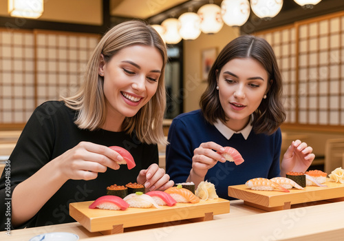 外国人観光客(寿司・海鮮を食べる)
