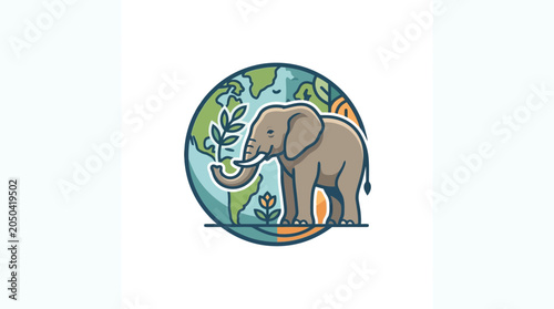 Photography Elephant and Earth Illustration: Wildlife Conservation and Environmental Protect