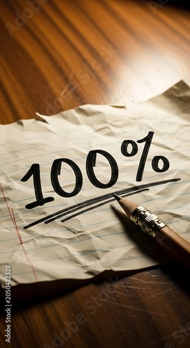 Achieving 100 Percent - A Symbol of Success and Completion.