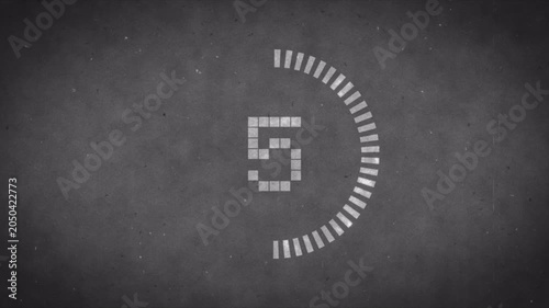 Retro Film Countdown Timer with Glitch Effect - 5 Second Old School Video