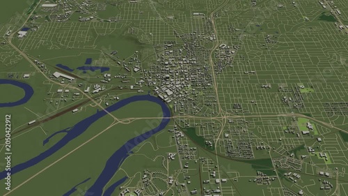 3D looped animation of city - Montgomery Alabama, USA