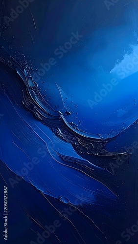 Abstract Deep Blue Silk Waves Background with Luxurious Fabric Folds and Shimmering Textured Speckles