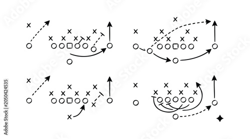 Photos Football Playbook Diagram Icon Set – Strategy Tactics, Coach Chalkboard & Sports