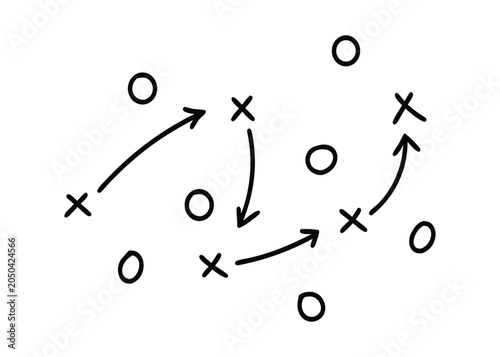 Tableau sur toile Football Playbook Diagram Icon Set – Strategy Tactics, Coach Chalkboard & Sports