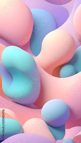 Abstract 3D Fluid Waves in Pastel Colors