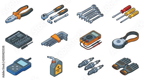Fotografía Collection of assorted mechanical and electrical tools for repair