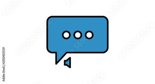 Blue speech bubble icon symbol.