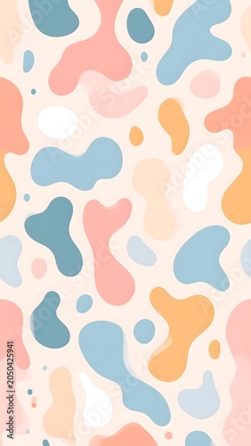 Seamless Colorful Pastel Abstract Blob Pattern