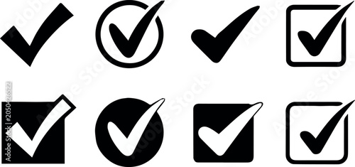 Check mark badge set for branding and logo use