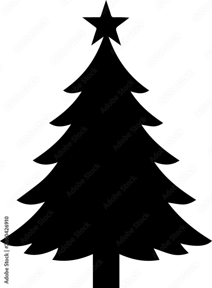 Fototapeta premium Simple Black Christmas Tree Silhouette Vector Illustration