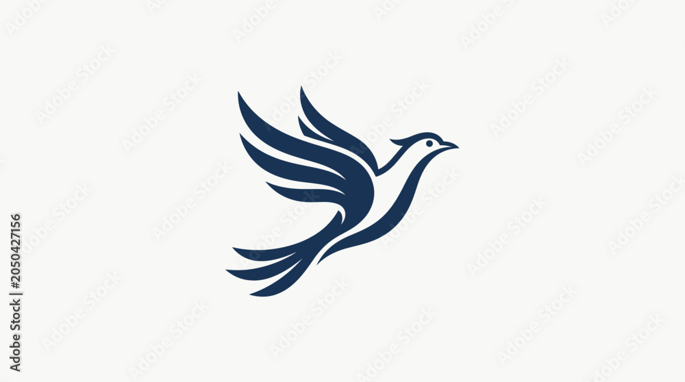 Fototapeta premium A minimalist graphic illustration of a bird in flight against a plain background