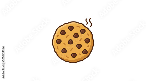 Fresh Baked Chocolate Chip Cookie Vector Illustration