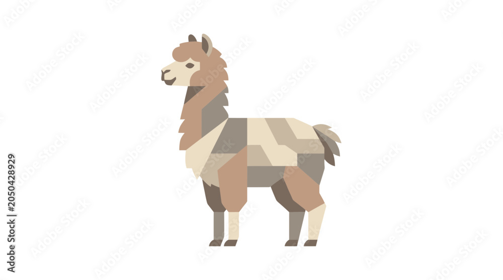 Naklejka premium Geometric Alpaca Illustration, Minimalist Animal Design, Flat Style