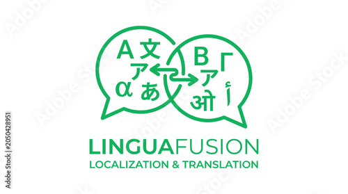 Foto Global Communication and Translation Concept - Language Symbols in Speech Bubble