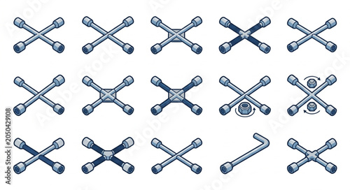 Fényképezés Collection of Lug Wrenches and Tools for Car Maintenance.