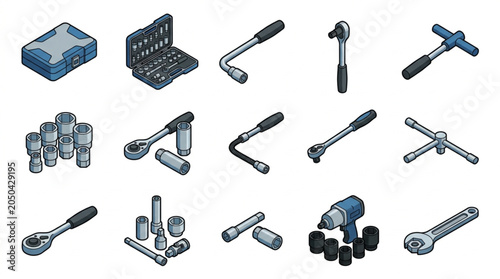 Photography Collection of Various Hand Tools and Socket Sets.