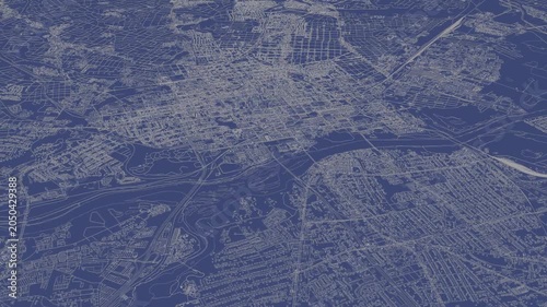 3D looped animation of city - Columbia South Carolina, USA
