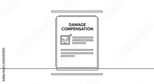 Damage Compensation Form with Checkmark, Legal Document for Insurance Claim or Legal Case