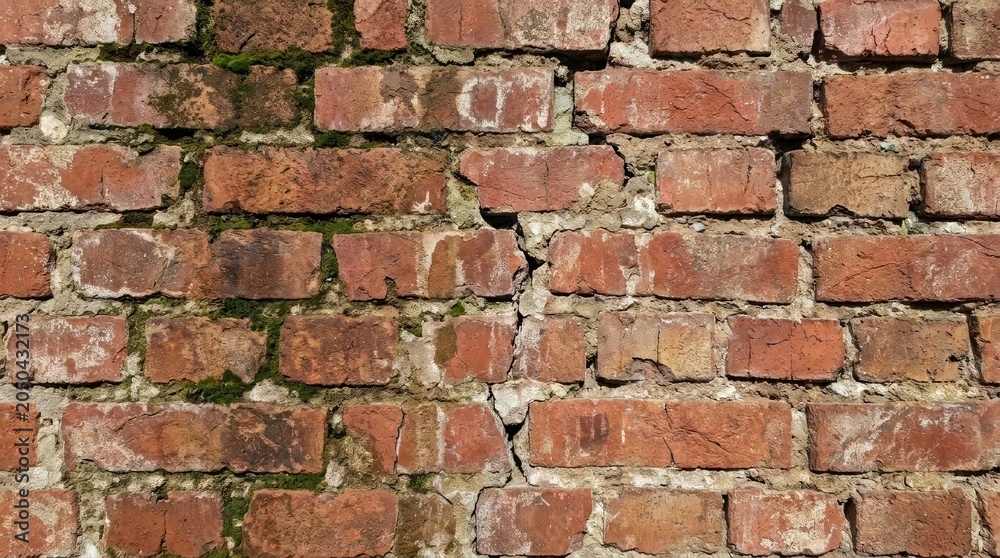 Fototapeta premium Weathered red brick wall texture for architecture and design background