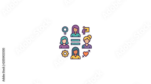 Gender Equality and Women Rights Concept Icon