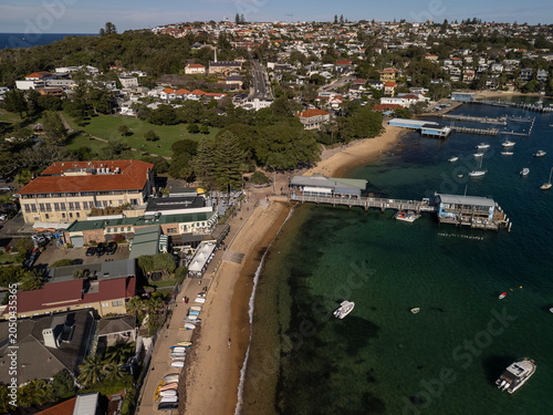 Watson's Bay is an exclusive waterfront suburb in Sydney, Australia popular for tourists. Aerial view on sunny day.
