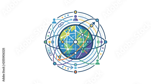 Foto Global Digital Network and Social Connectivity Concept