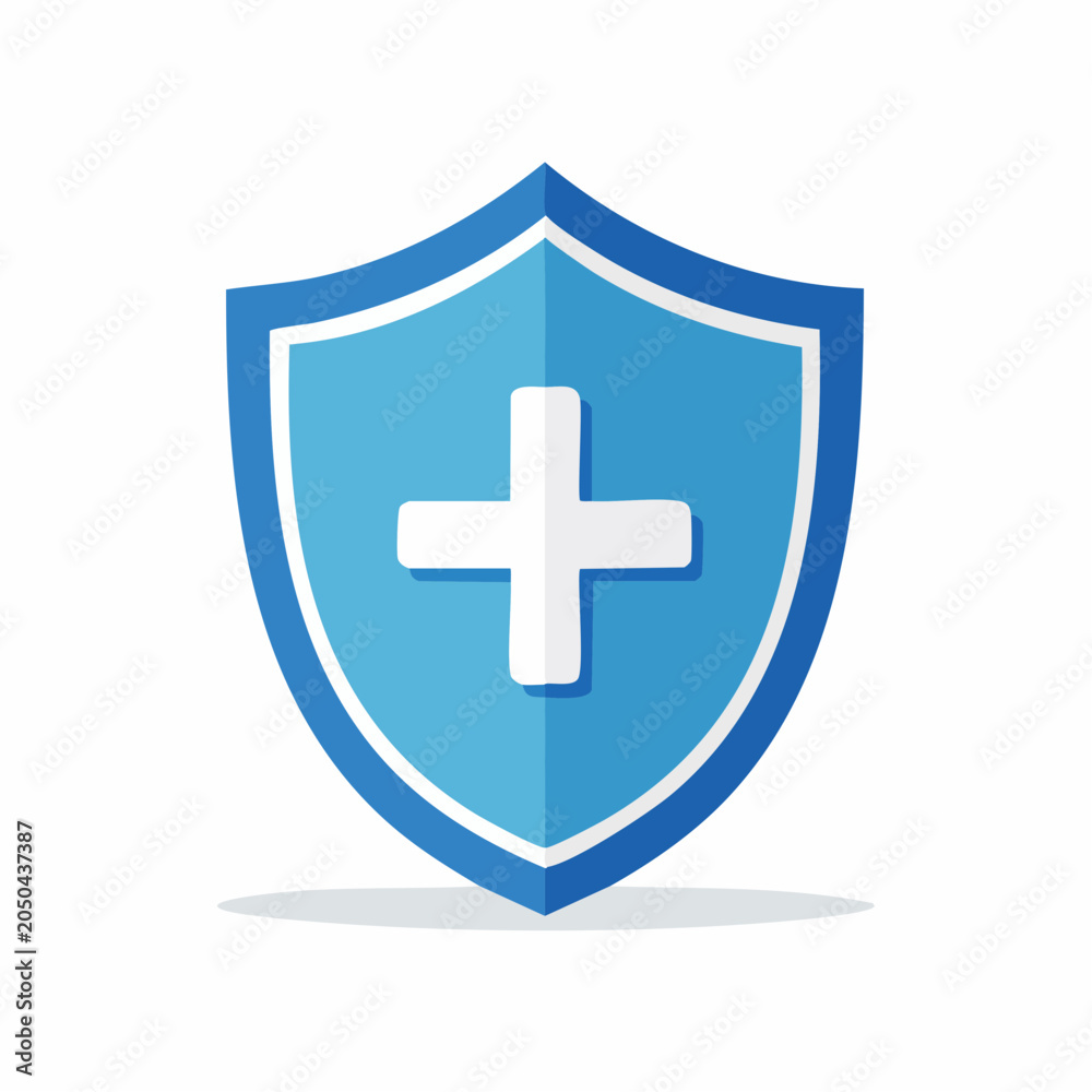 Obraz premium Blue Shield with White Cross Icon