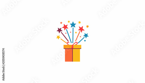 Colorful gift box with stars.
