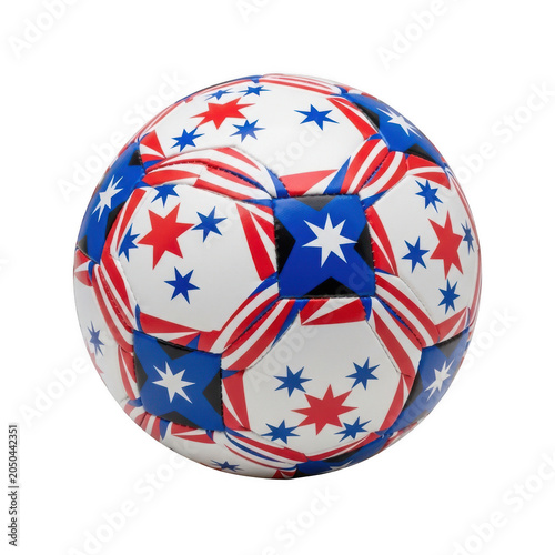 Patriotic soccer ball with star and stripe pattern