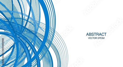 Abstract blue circular lines and swirls on white background vector design