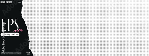 Fotografie Halftone texture overlay with linear scan ink stamp for illustration edge pixel