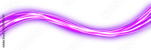 Glowing Purple Neon Swirl Loop Light Trail on Transparent Background