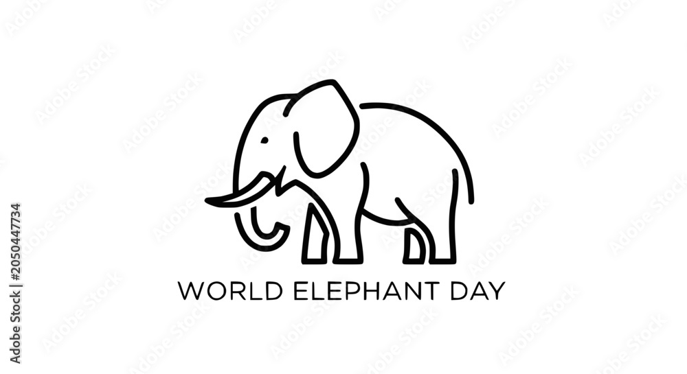Fototapeta premium Minimalist Line Art Illustration for World Elephant Day