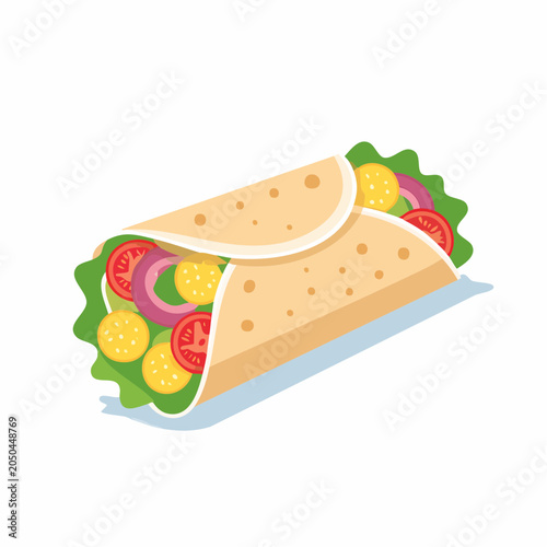 Vector Illustration of a Delicious Falafel Wrap