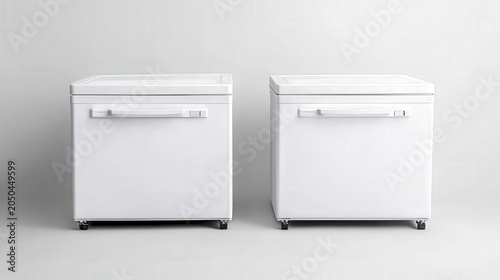 Two Modern White Chest Freezers for Efficient Frozen Food Storage and Organization