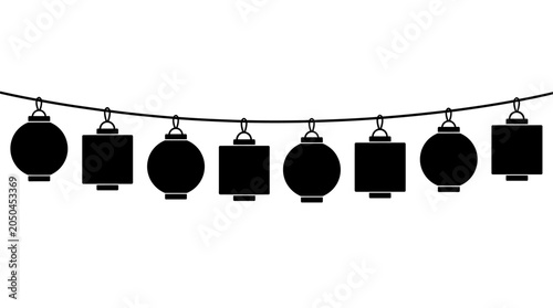 Cuadro en lienzo A string of alternating round and square paper lanterns hanging in a row
