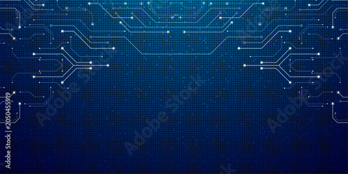 Glowing circuits pulse across a deep blue digital grid. Neon lines trace futuristic pathways with electric spark effects. Abstract tech design evokes innovation and digital connectivity