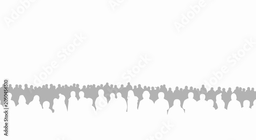 Fotografie Silhouetted crowd of people standing together in a large group.