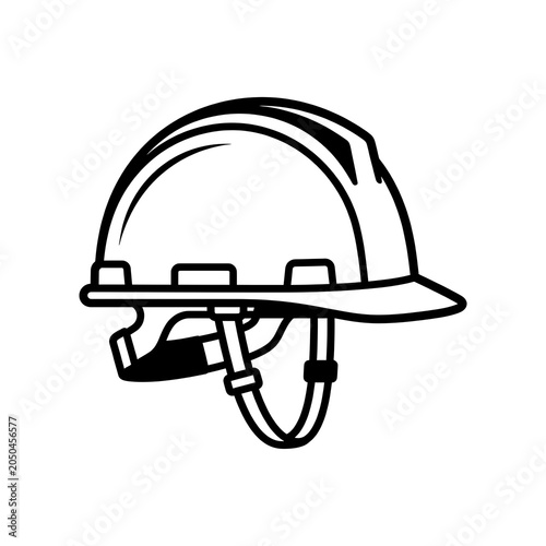 Safety helmet outline illustration protective gear for construction and industry