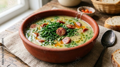 Authentic Brazilian Caldo Verde Potato and Kale Soup