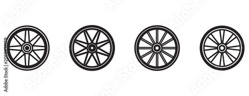 Quadro su tela wagon wheel icon silhouette vector isolated illustration design