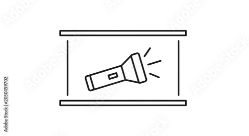 Flashlight Icon Inside a Frame, Symbolizing Light, Discovery, and Ideas