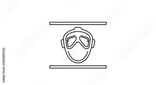 Gas Mask Icon Outline Vector Illustration - Protection and Safety Symbol