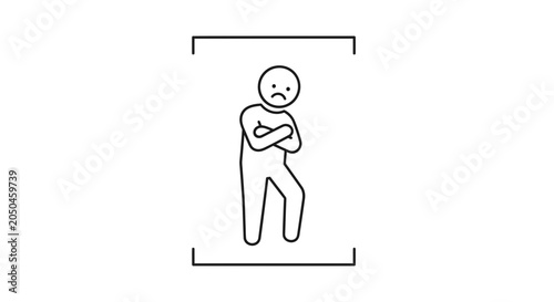 Frustrated Stick Figure Icon with Arms Crossed, Sad Face, and Negative Emotion