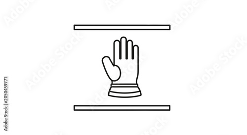Gloved Hand Between Two Horizontal Lines
