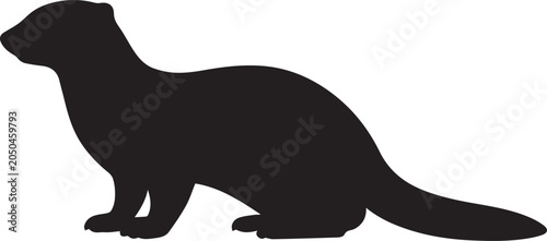 Ferret silhouette icon isolated on white background vector illustration of weasel animal.