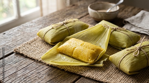 Traditional Brazilian Sweet Pamonha Wrapped in Corn Husks