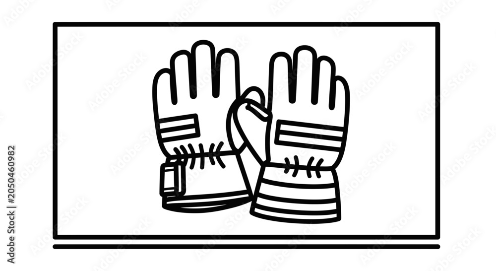 Fototapeta premium Pair of Black and White Winter Gloves Icon, Isolated on White Background