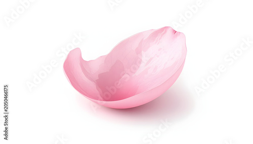 Single delicate pink rose petal, realistic 3D render isolated on white with subtle shadow.