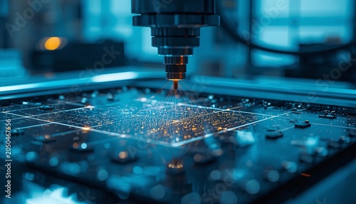 AI Semiconductor Wafer Inspection with Precision Laser Mapping in Ultra Clean Chip Manufacturing Facility